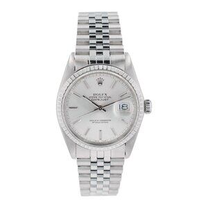 Rolex Datejust 16030 36mm Silver Index Dial Engine-Turned Bezel Jubilee Band